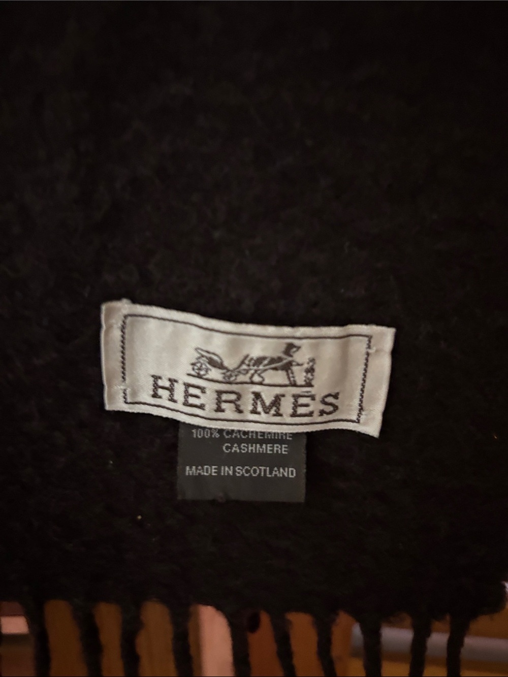 Hermes  Brown Cashmere Fringe Scarf